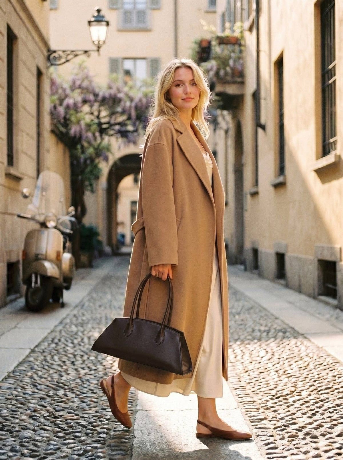 Italian Leather Baguette Bag