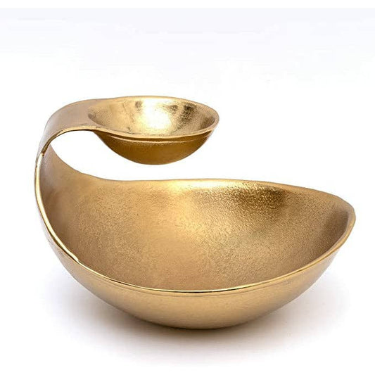 Chip & Dip Serving Bowl | Gold Brass Tiered