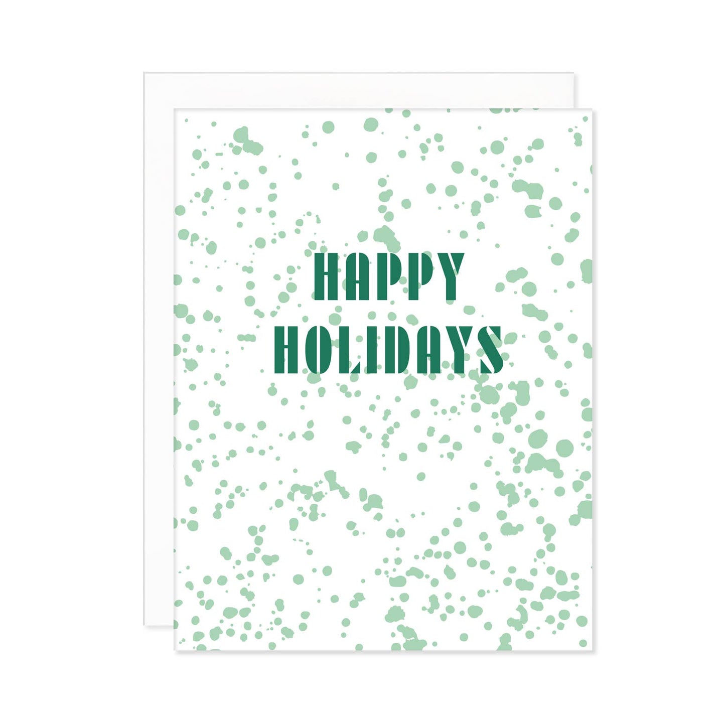 Green Splatterware Happy Holidays Card