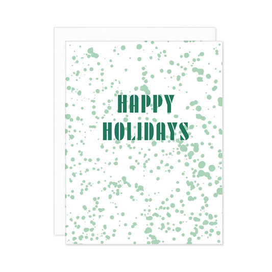 Green Splatterware Happy Holidays Card
