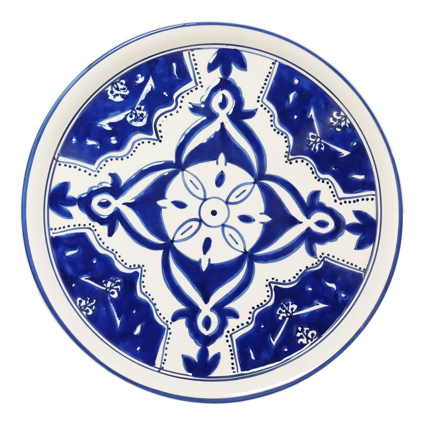 Hand Painted Ceramic Tapas Chip and Dip Server