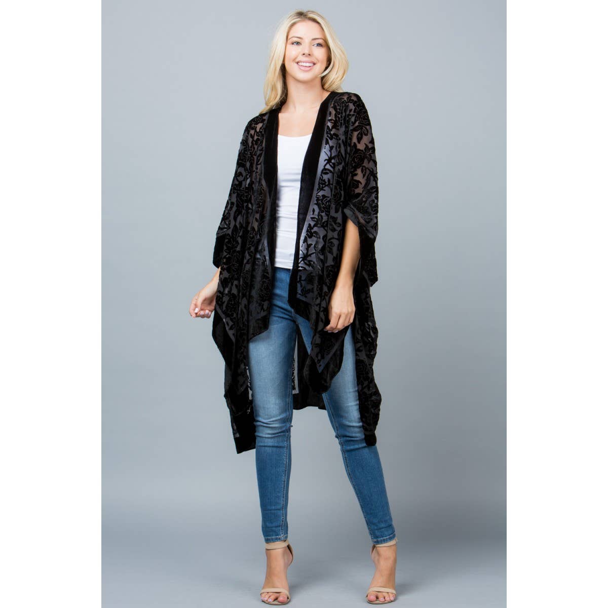 Kimono | Velvet Burnout | Black