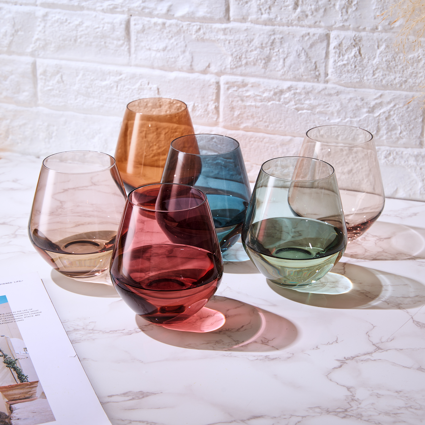 Stemless Wine Glasses | 6 set | Muted