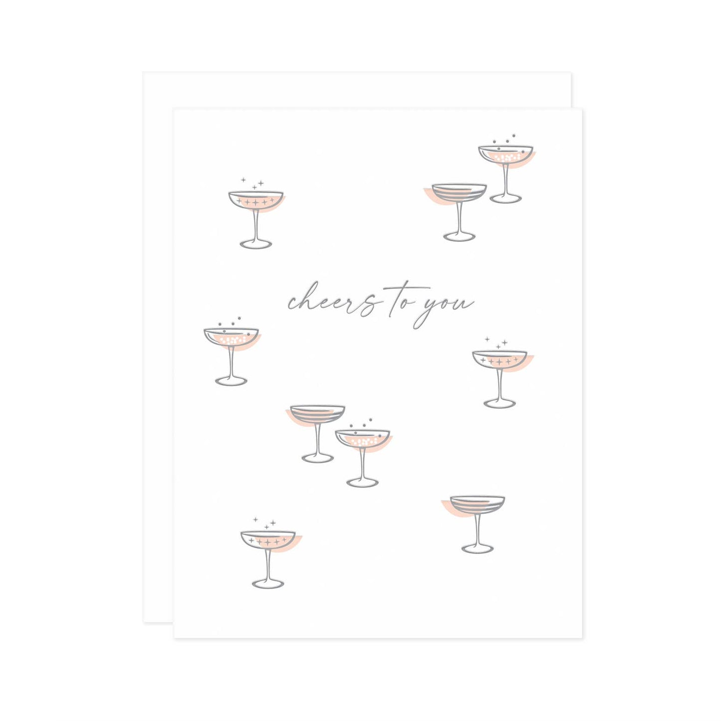 Retro Cocktails Cheers to You Letterpress Greeting Card