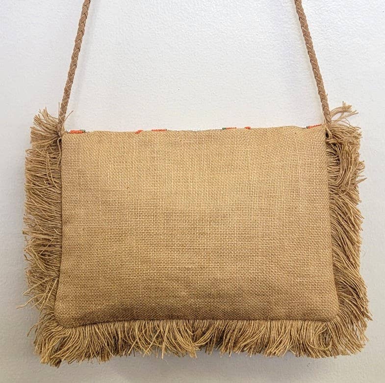Boho Leather Crossbody Clutch Bag