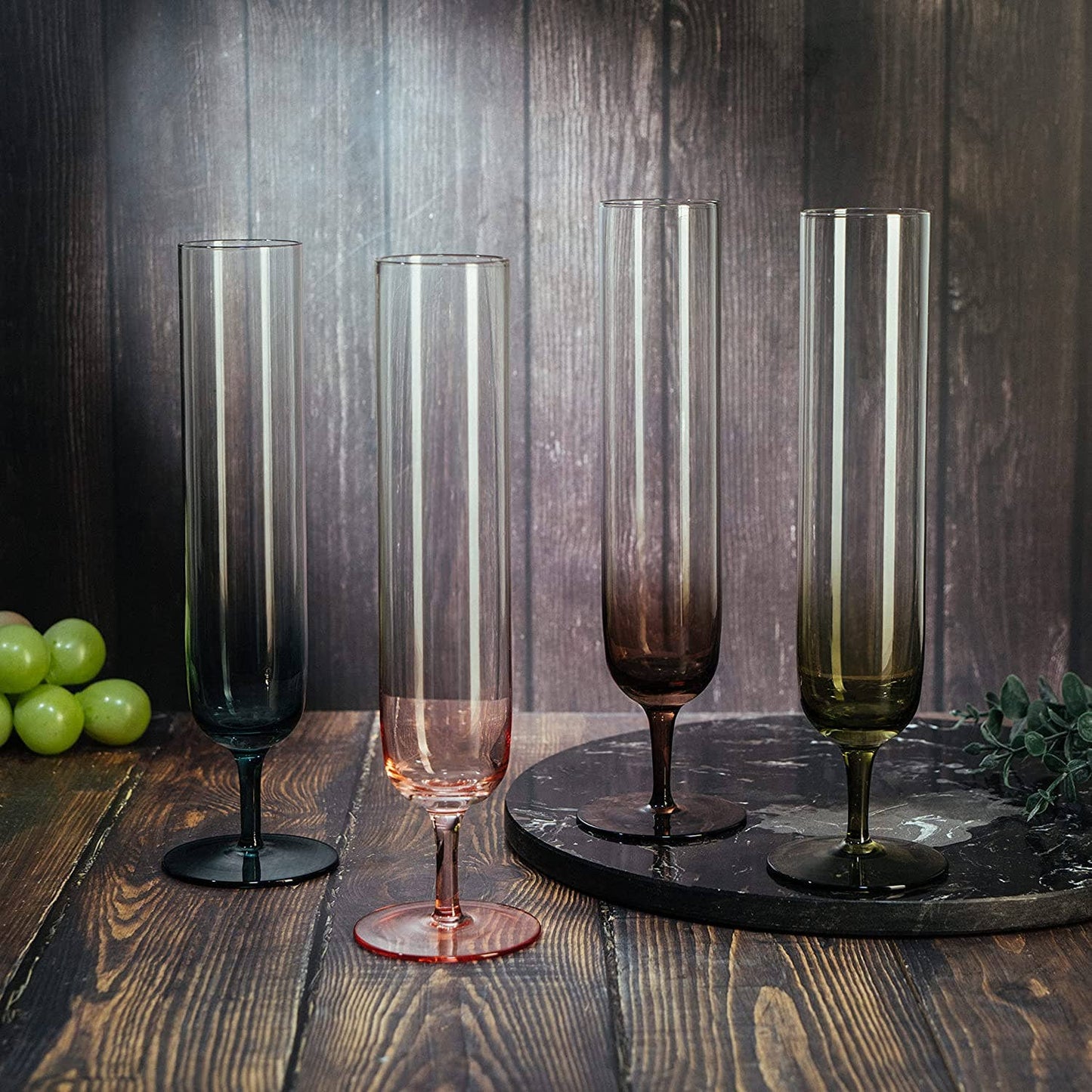 Fluted Champagne Glasses | Set of 4 | Muted