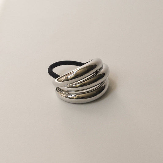 Sculptural Triple Arch Metal Ponytail Hair Tie | Silver