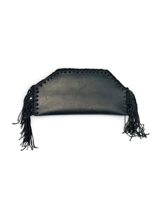 Leather Fringe Clutch | Midnight Black