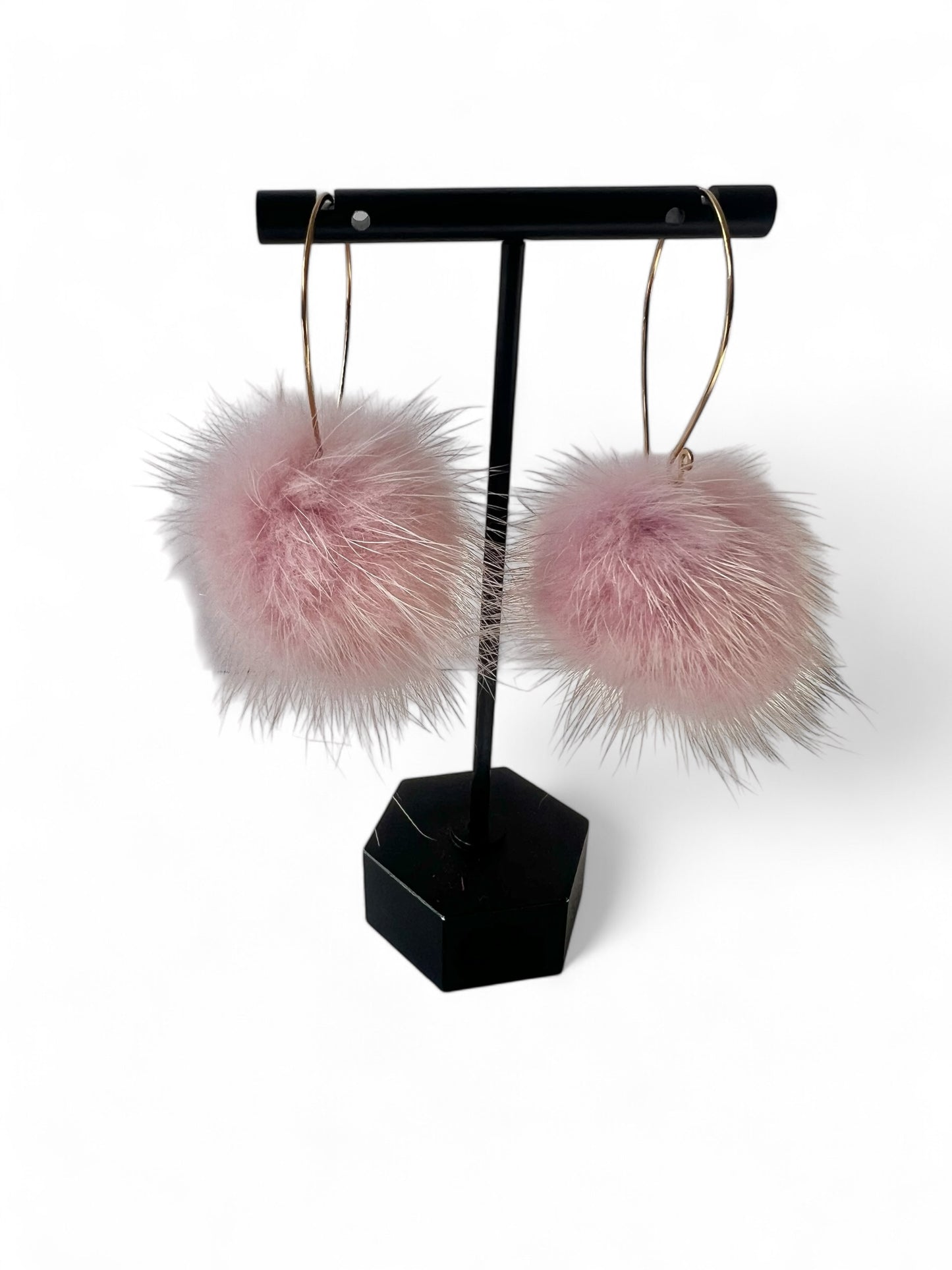 Handmade Mink Pom Earrings