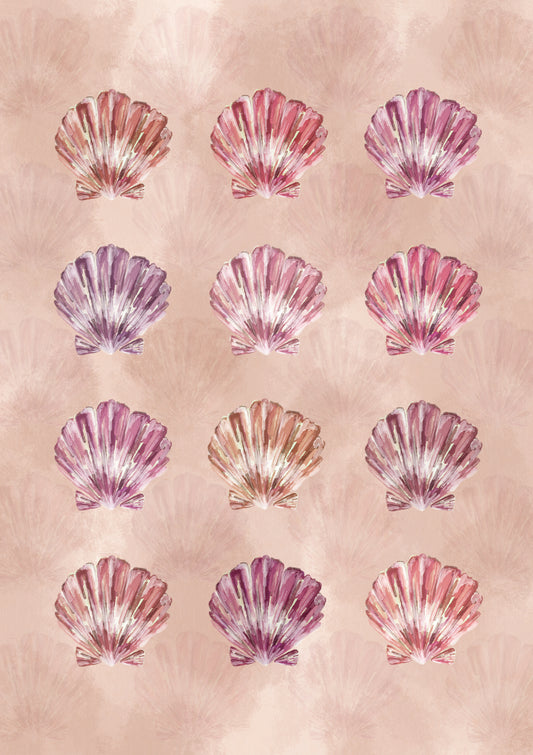 Print | Mauve Watercolor Shells