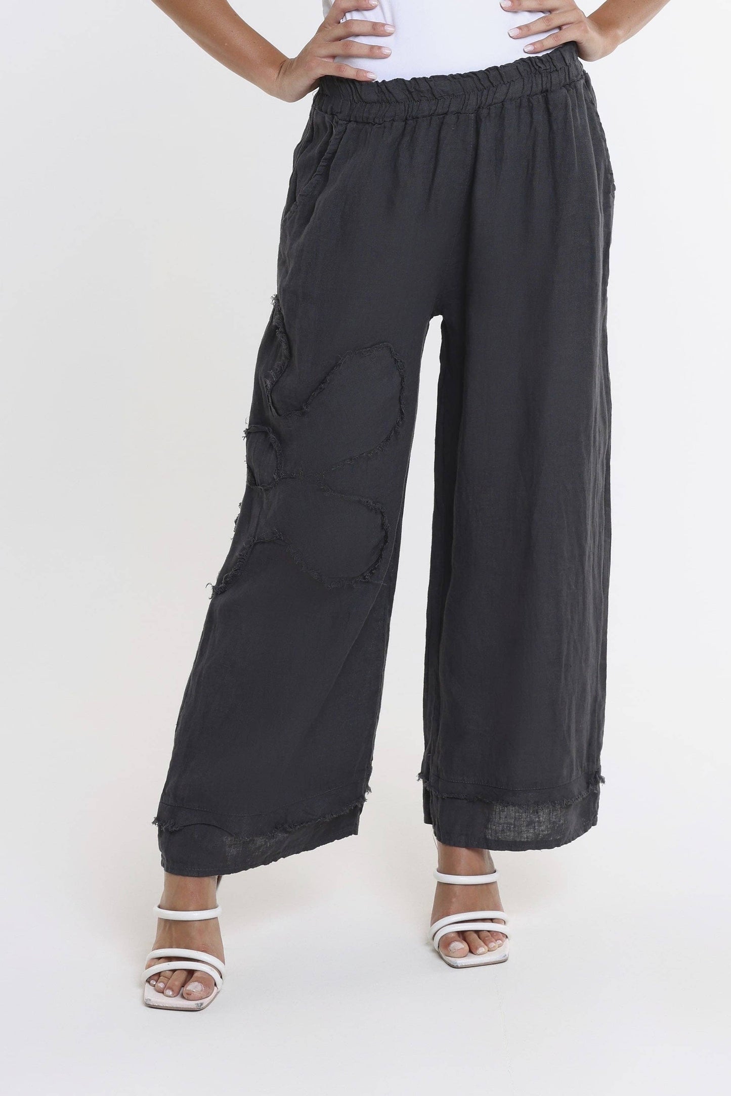 Raw Edge Linen Pant | Black