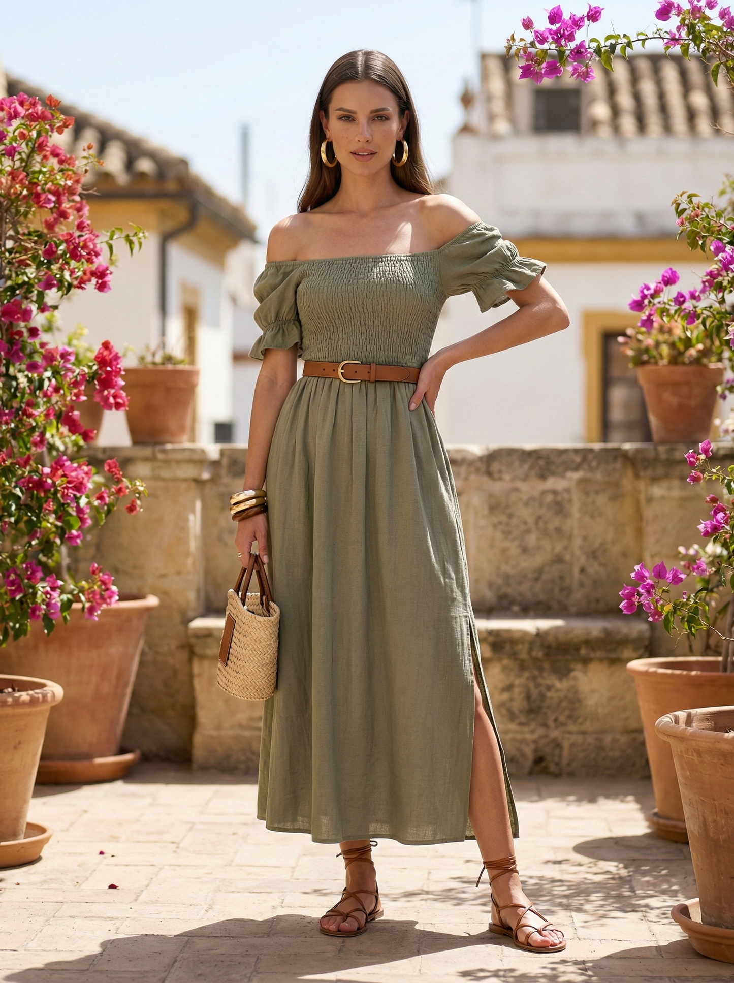 Reversible Long Dress | Natural Cotton | Khaki