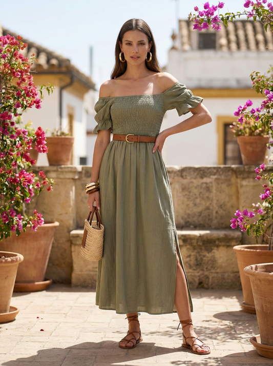 Reversible Long Dress | Natural Cotton | Khaki