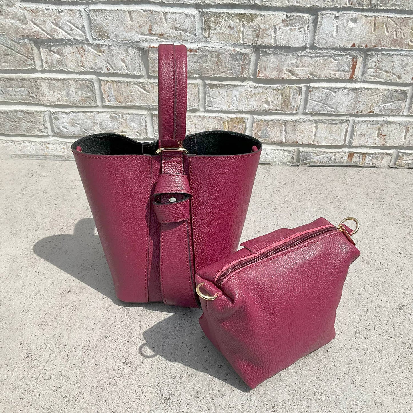 Italian Leather Convertible Handbag | Khaki