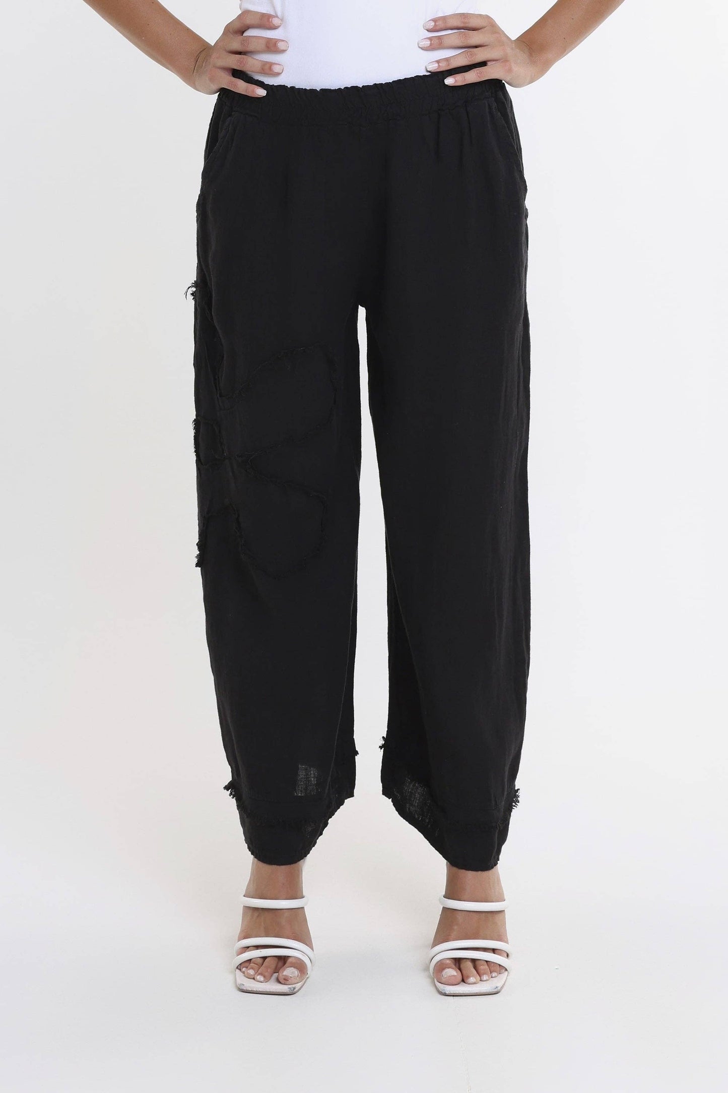 Raw Edge Linen Pant | Black
