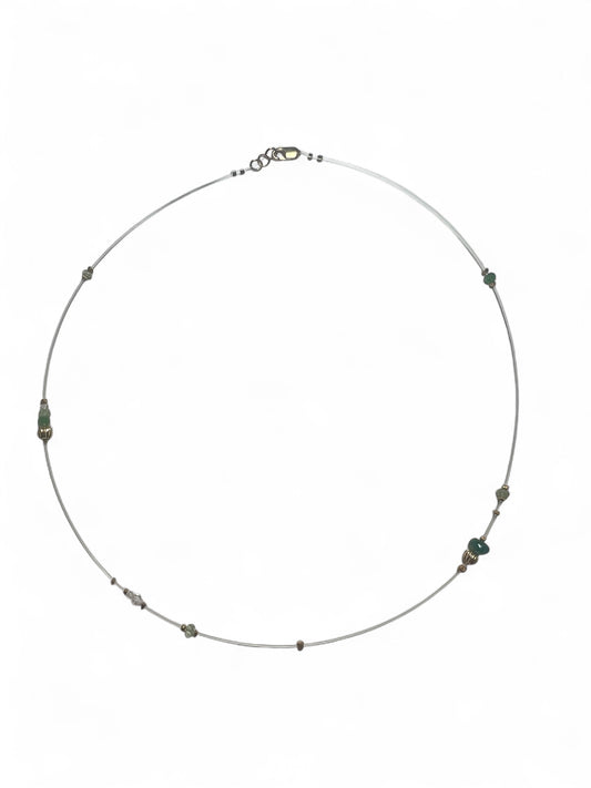 Handmade Necklace | Emerald + Chrom Diopside