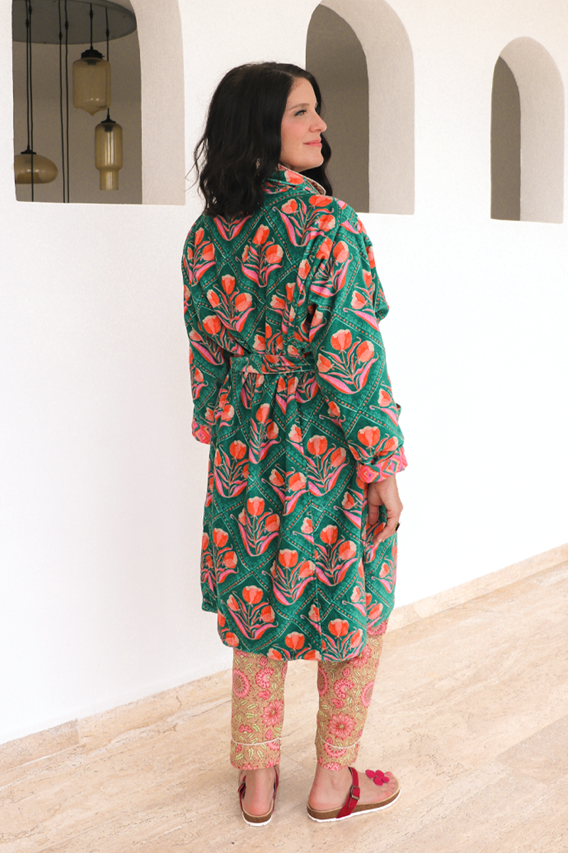 Velvet + Cotton Robe | One Size | Reversible Duster