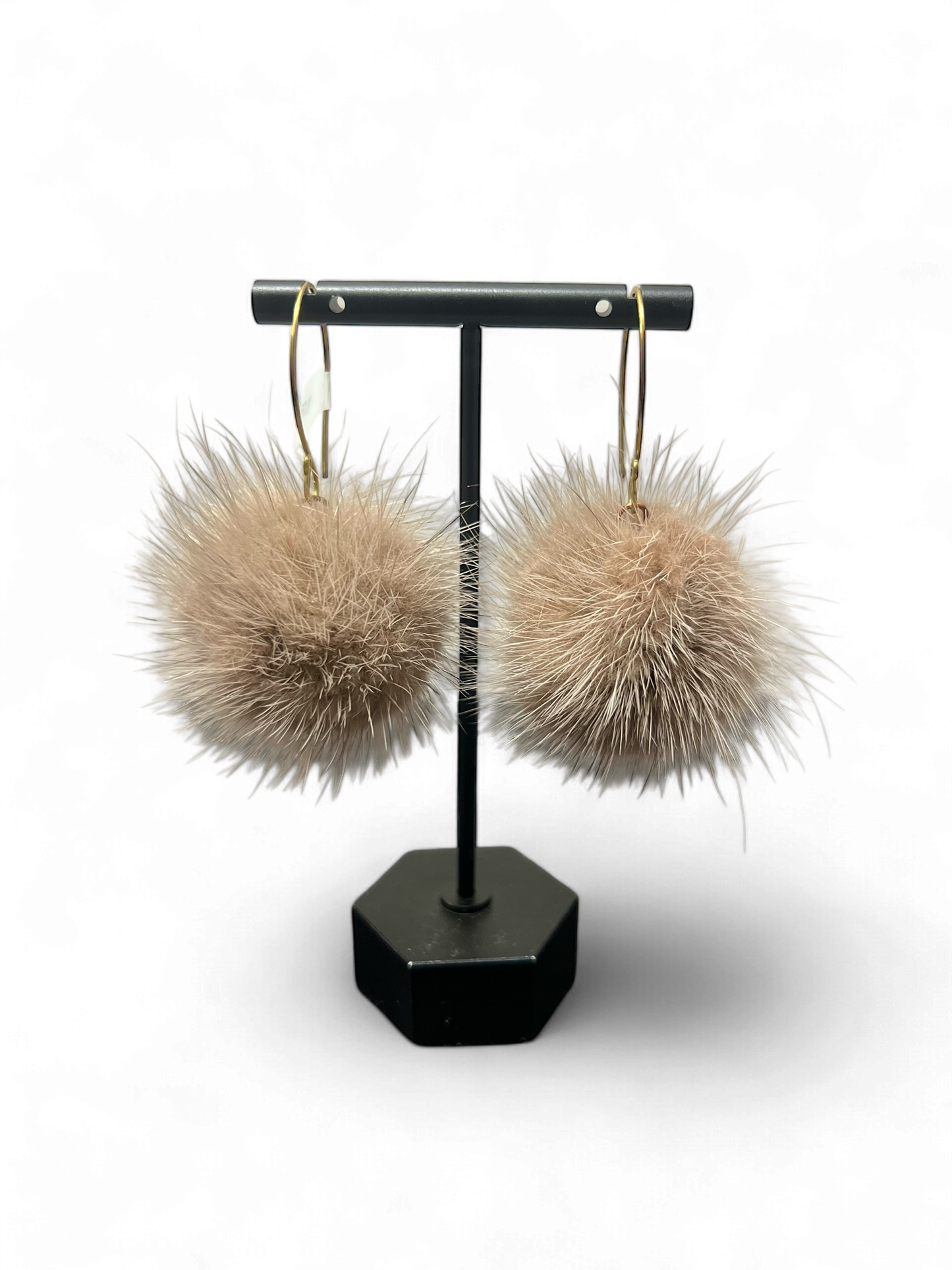 Handmade Mink Pom Earrings