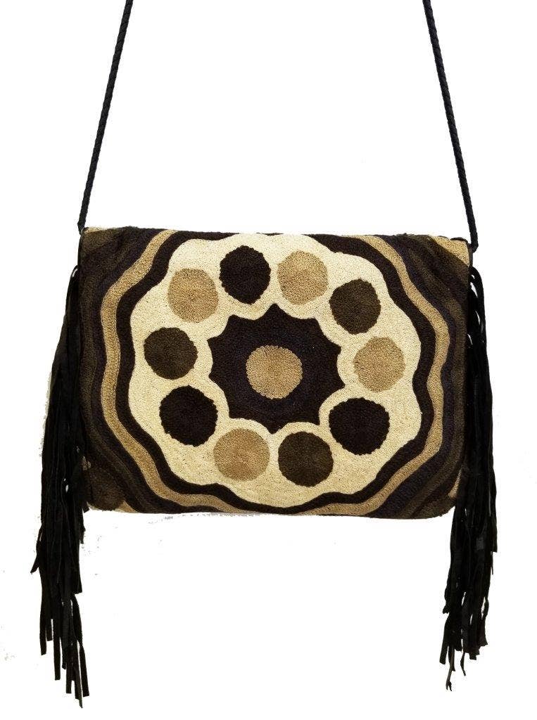 Boho Leather Crossbody Clutch Bag
