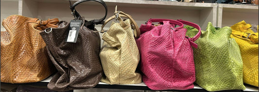 Italian Woven Leather Handbag | Camel