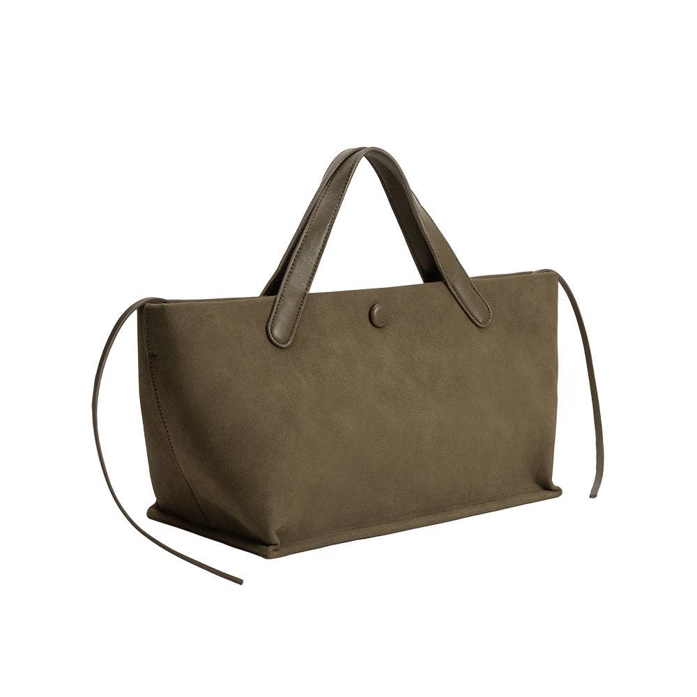 Recycled Vegan Suede Tote Bag | Olive