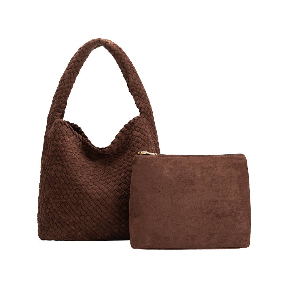 Woven Eco Suede Tote | Tobacco