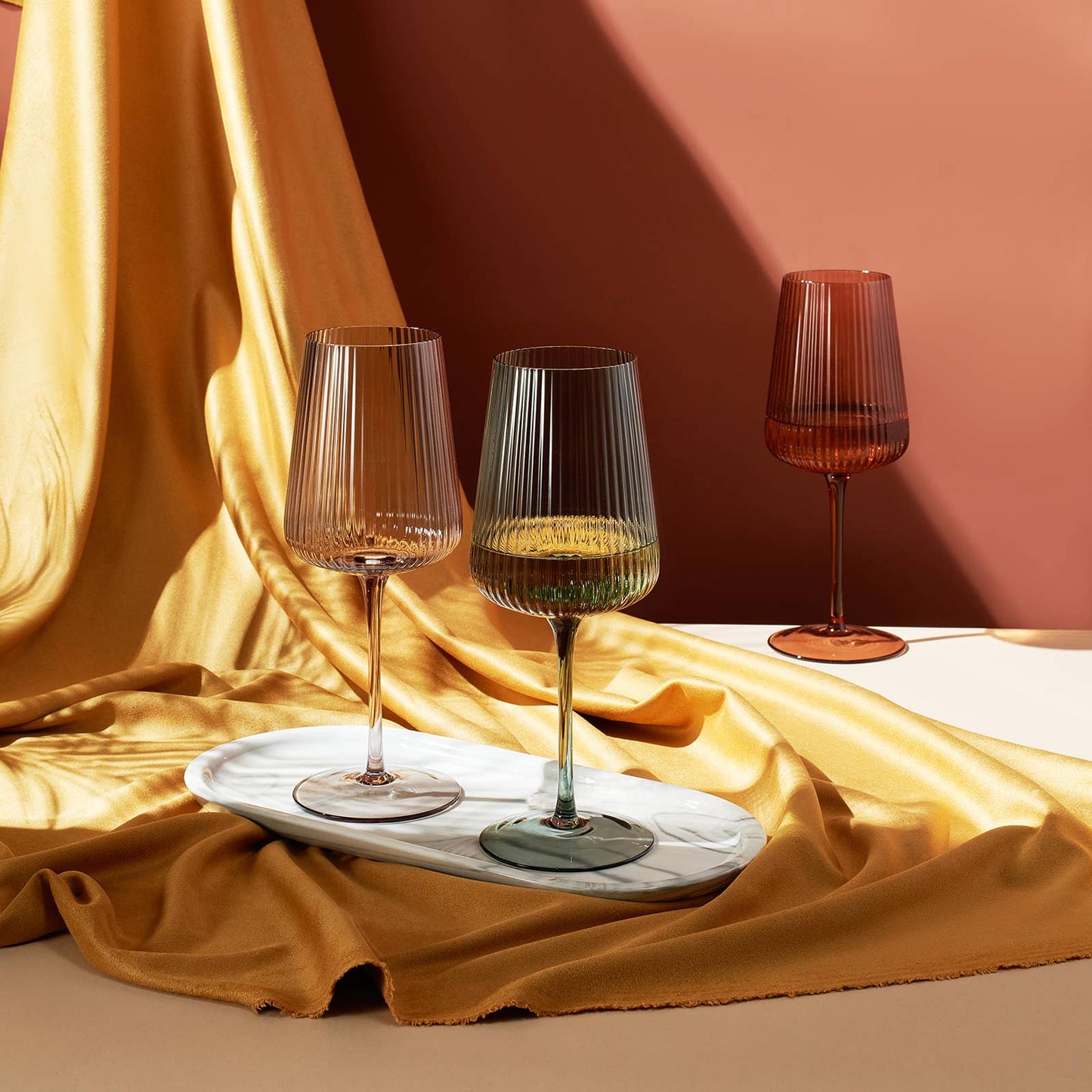 Muted Ribbed Wine Glass | 19 oz | Seasonal Color Collection