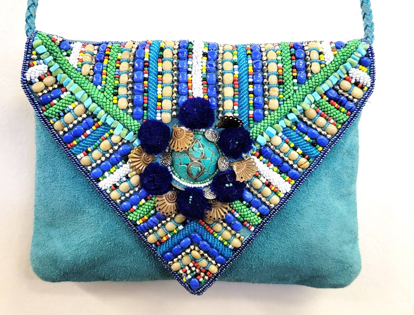 Boho Leather Crossbody Clutch Bag