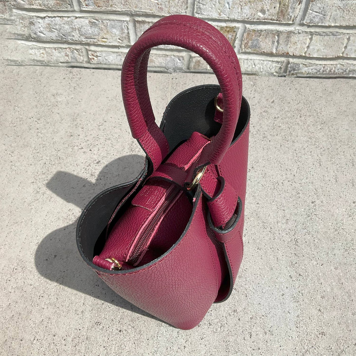 Italian Leather Convertible Handbag | Black