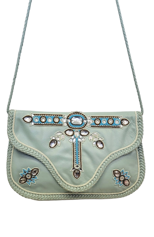 Boho Leather Crossbody Clutch Bag