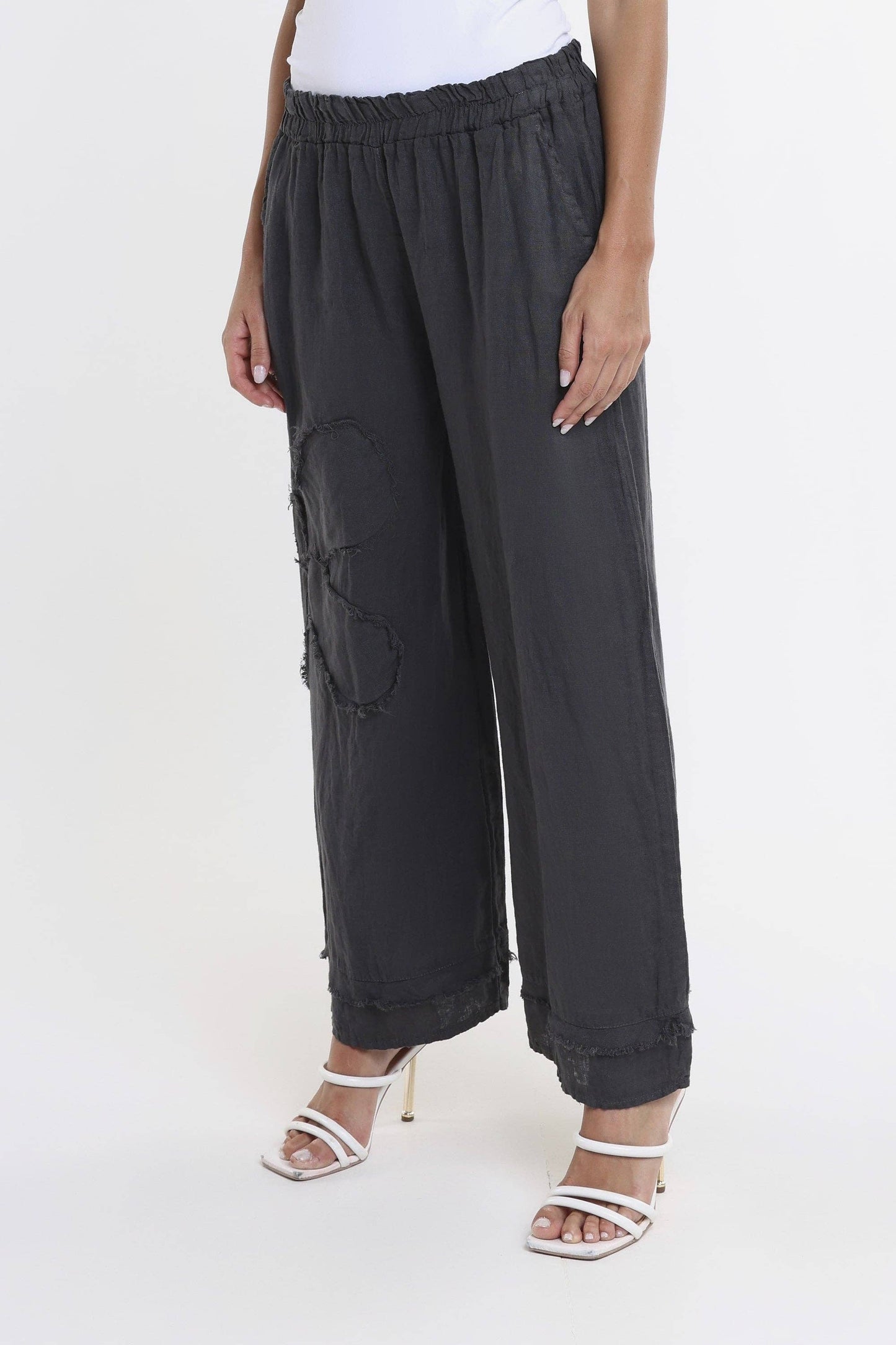 Raw Edge Linen Pant | Black
