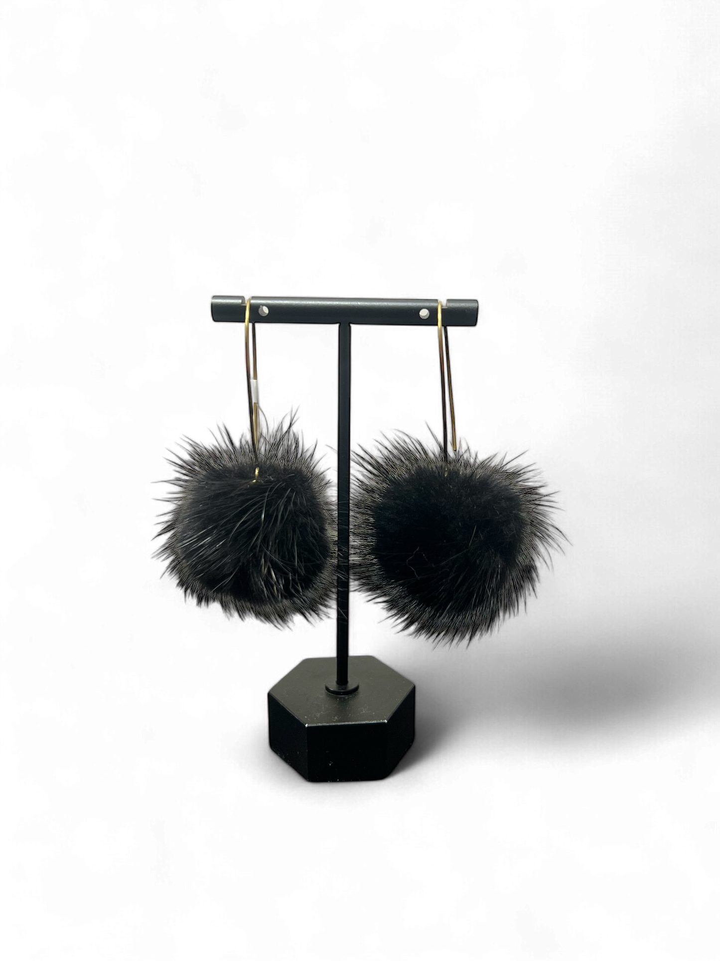 Handmade Mink Pom Earrings