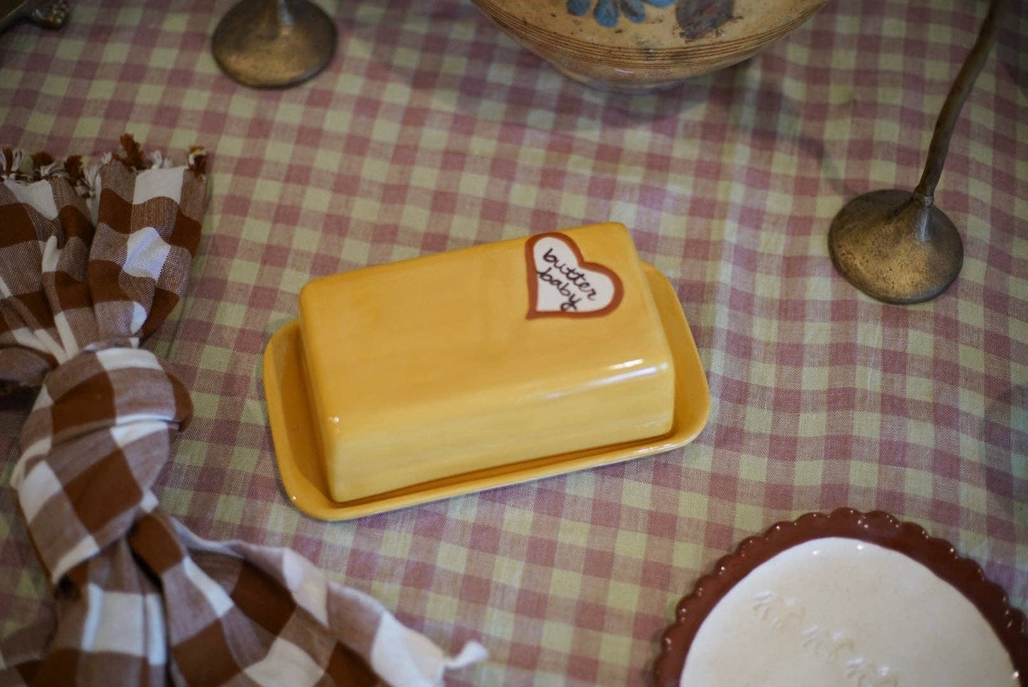 Hand Painted “Butter Baby” Dish | European Butter Dish