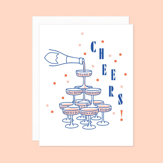 Bubbly Champagne Tower Cheers Card