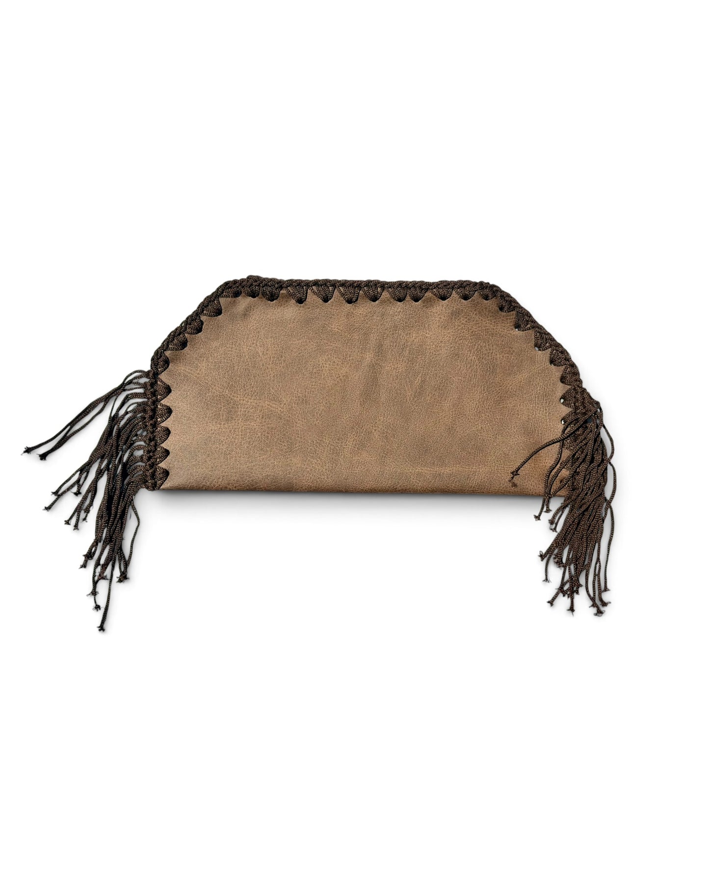 Faux Leather Fringe Clutch | Stone Taupe