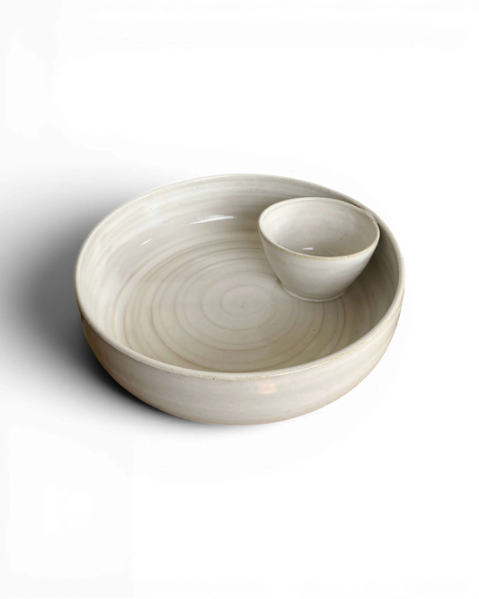 Ceramic Chip And Dip Bowl | White