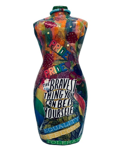 The Bravest Thing | Paper Mache Statue with Paper Collage