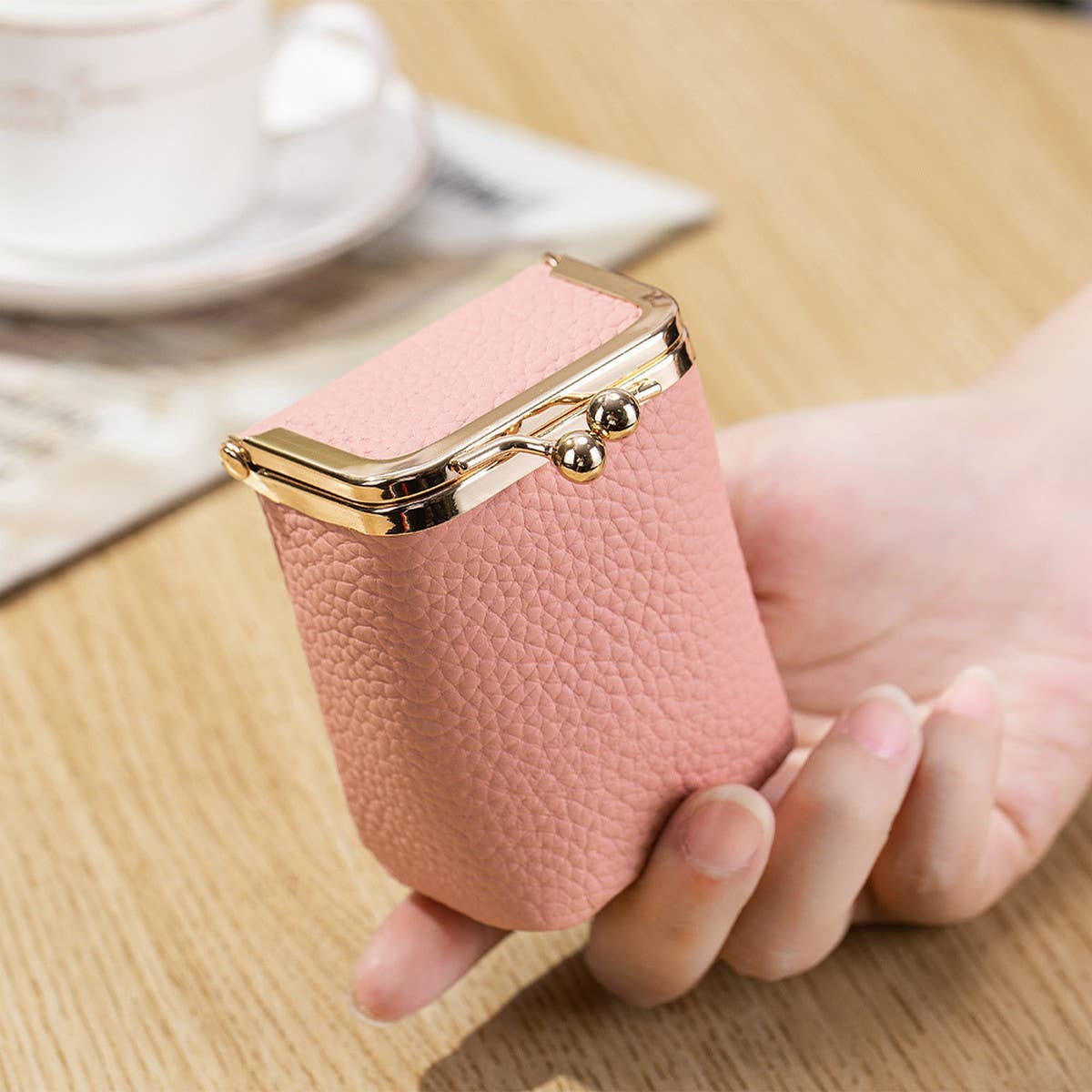 Leather Pocket Wallet | Pink