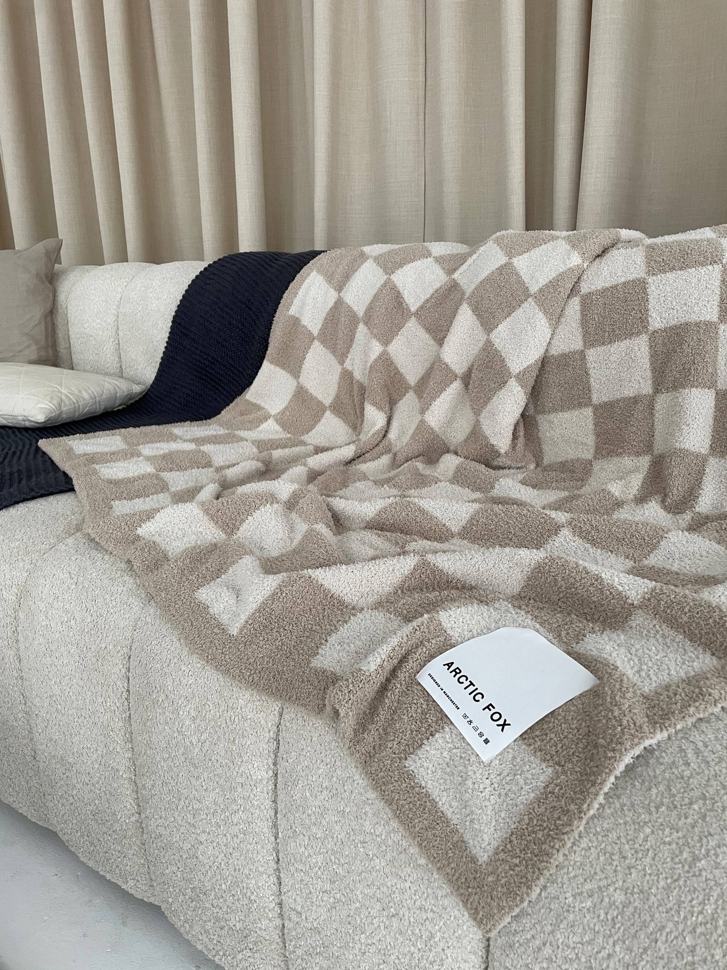 100% Recycled Throw | Beige Check