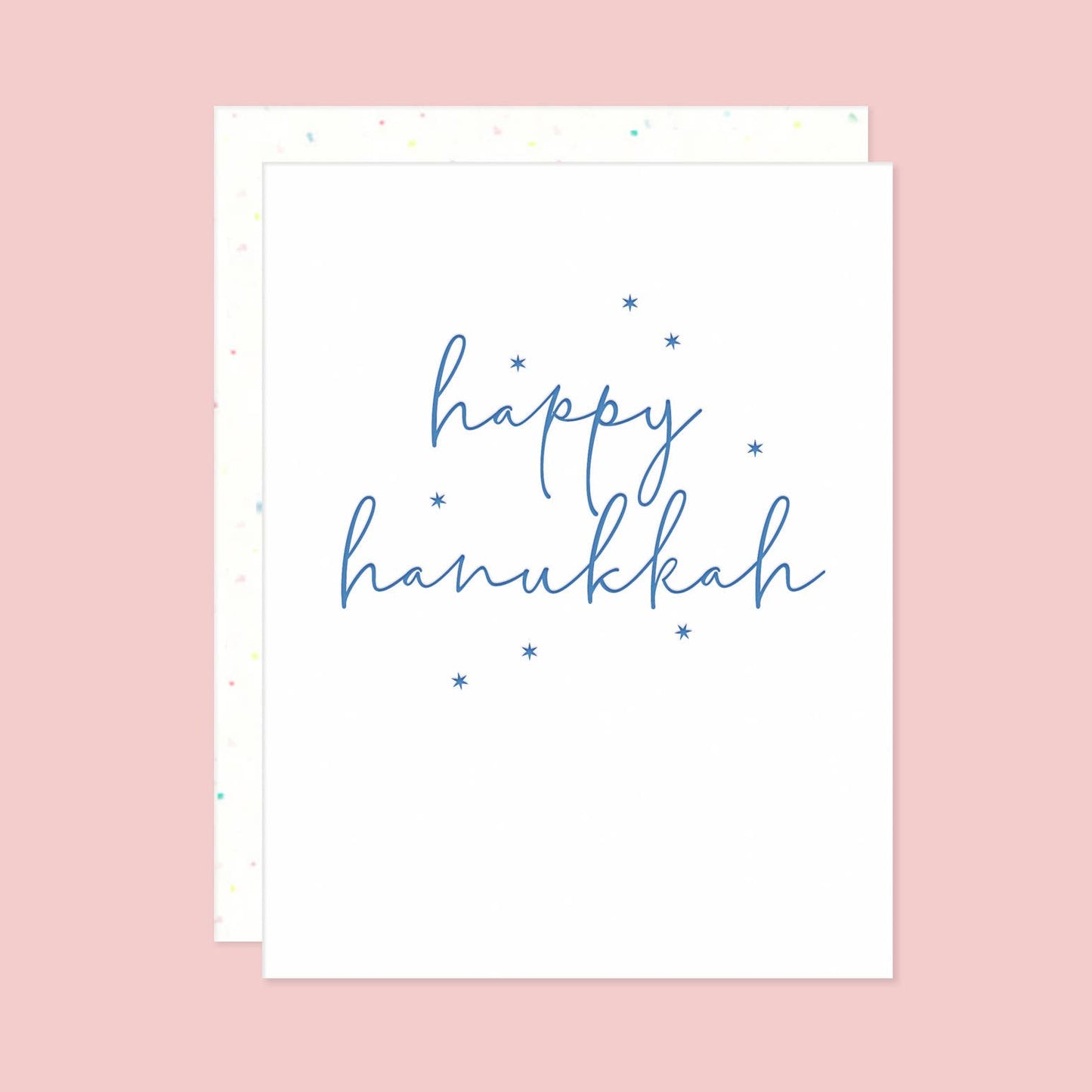 Starry Happy Hanukkah Letterpress Greeting Card
