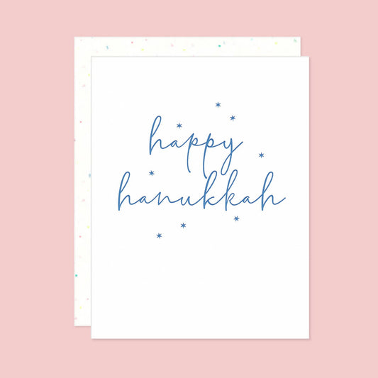 Starry Happy Hanukkah Letterpress Greeting Card