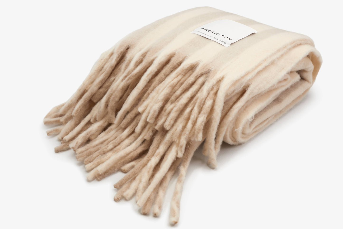 100% Recycled Throw | Pale Taupe Stripe