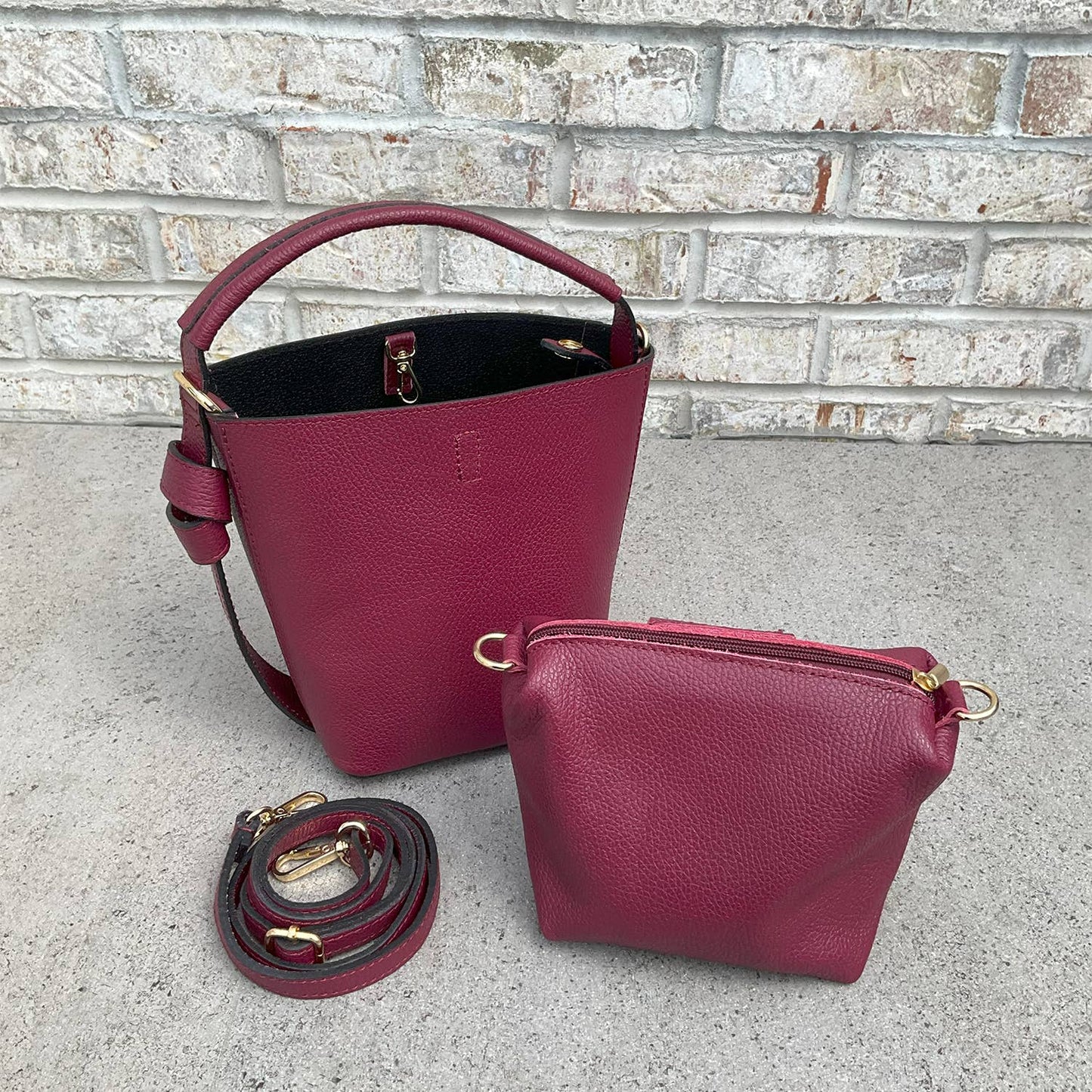 Italian Leather Convertible Handbag | Khaki