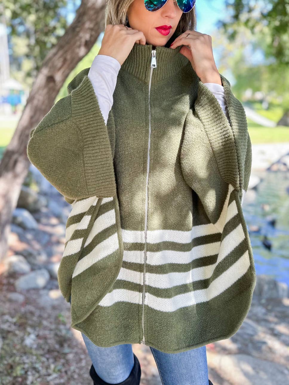 Zip-Up Cardigan | Olive