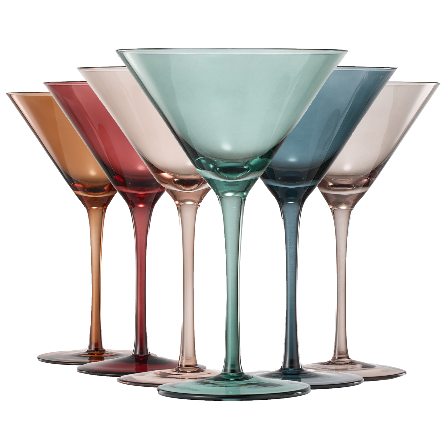 Colored Martini & Cocktail Crystal Glasses | Set of 6 | 10oz