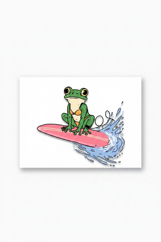 Art Greeting Card | Surfin Frog