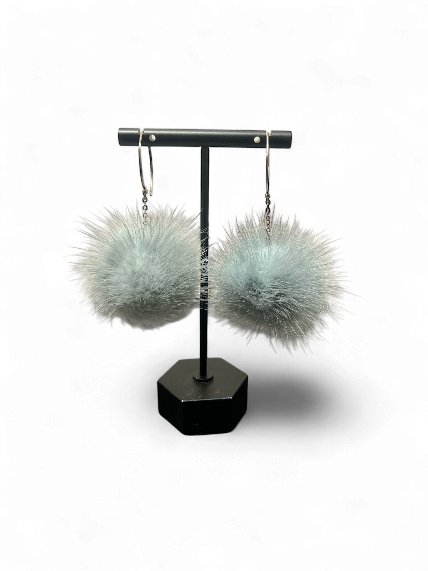 Handmade Mink Pom Earrings