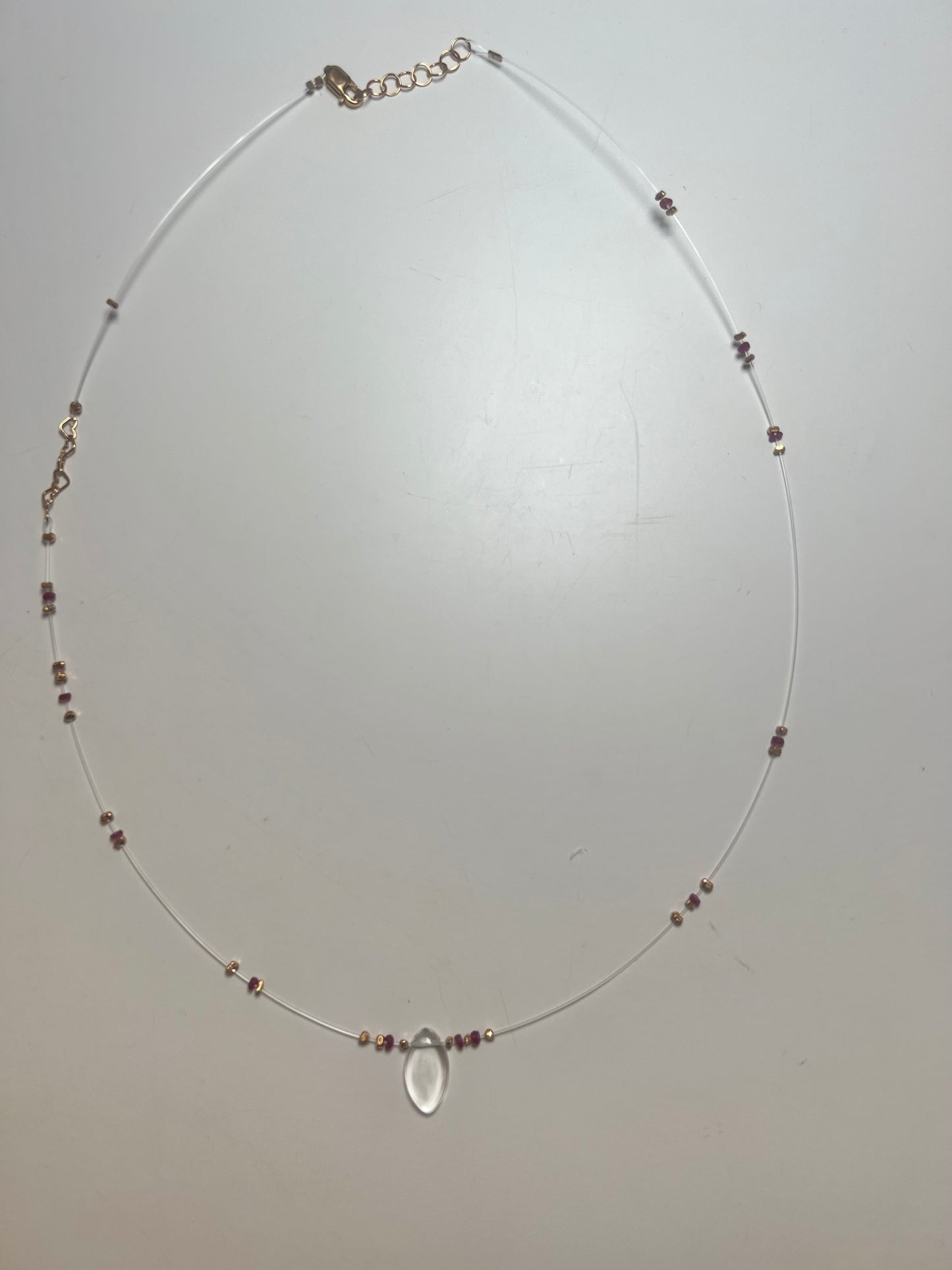 Handmade Necklace | Polished Quarts + Rubies