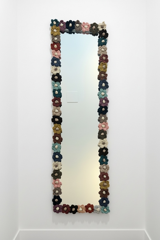 Handmade Crochet Flower Wall Mirror