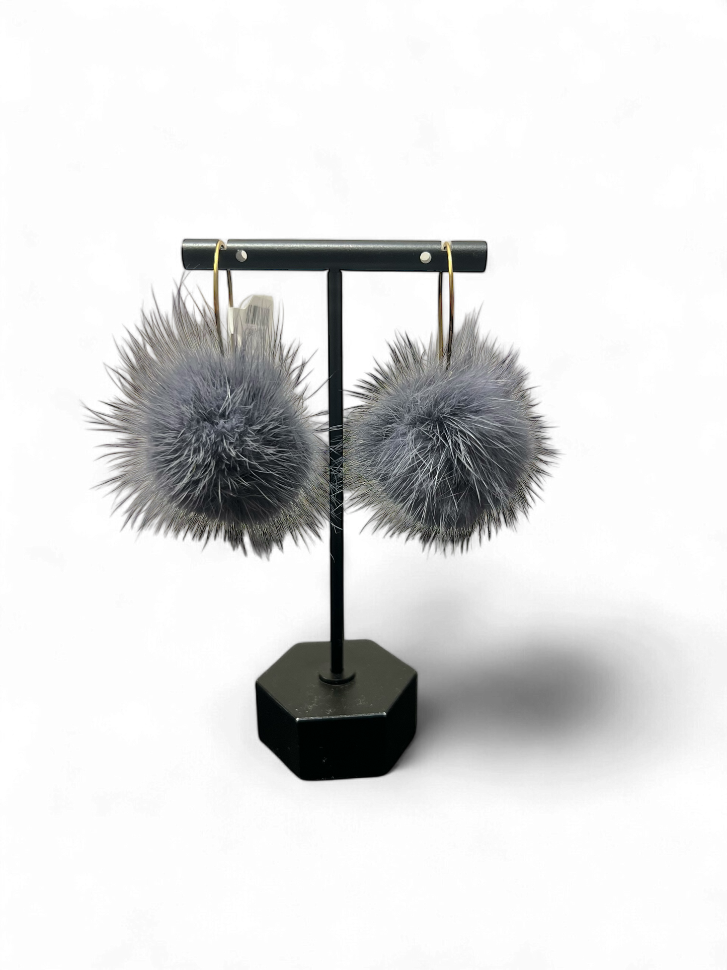 Handmade Mink Pom Earrings